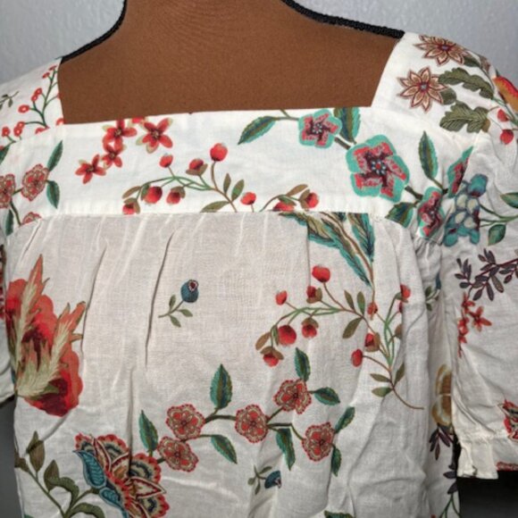 Johnny Was Floral Embroidered Look Puff-Sleeve Blouse – Size Medium - Picture 4 of 5